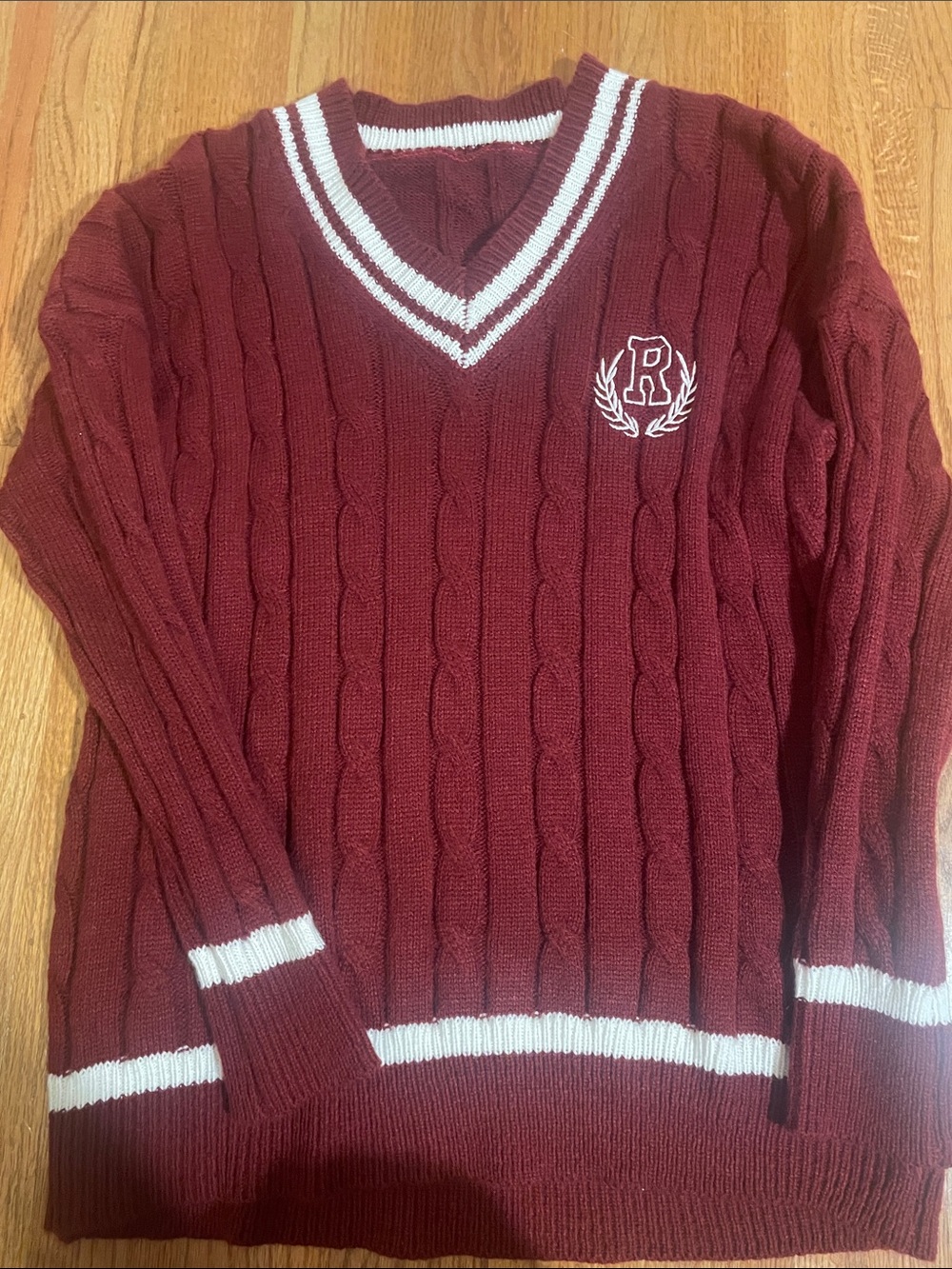 Academia Varsity Style V-Neck Sweater